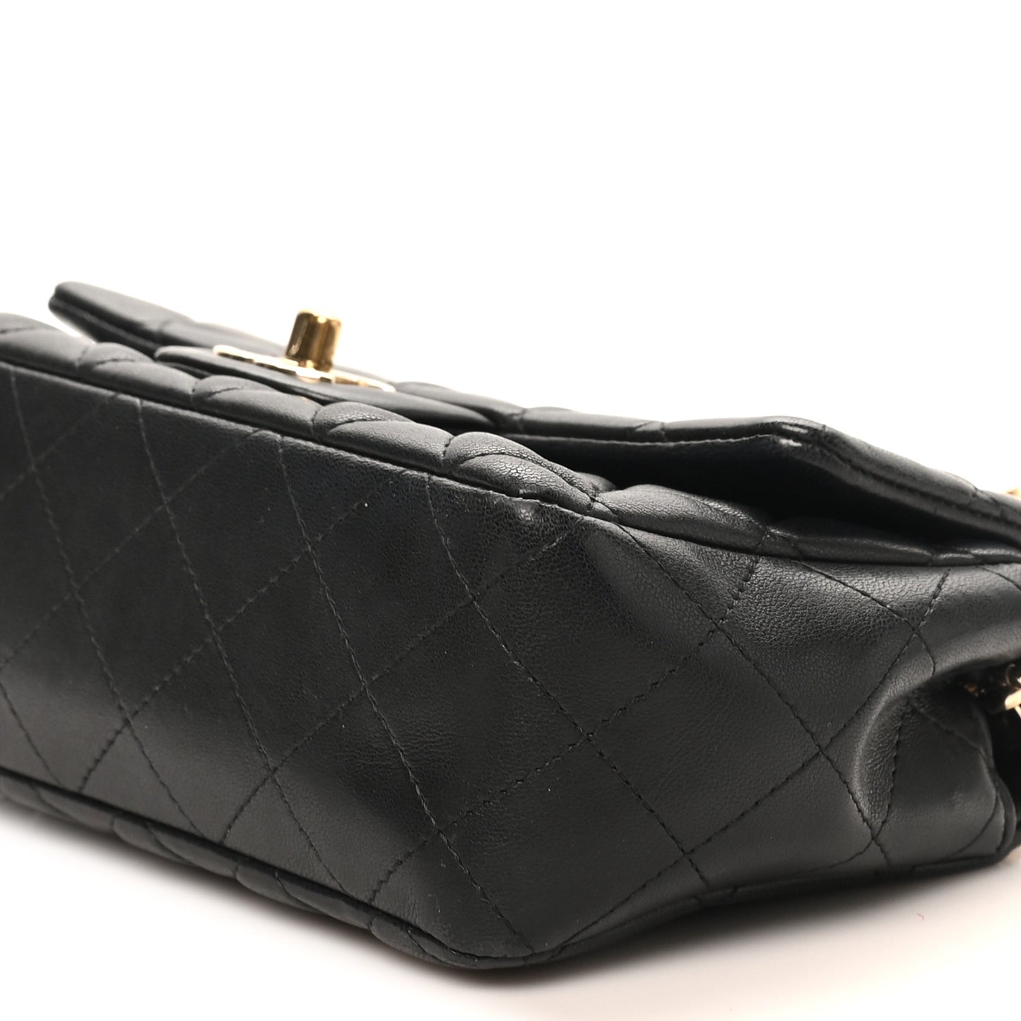 Lambskin Quilted Mini Coco Charms Rectangular Flap Black