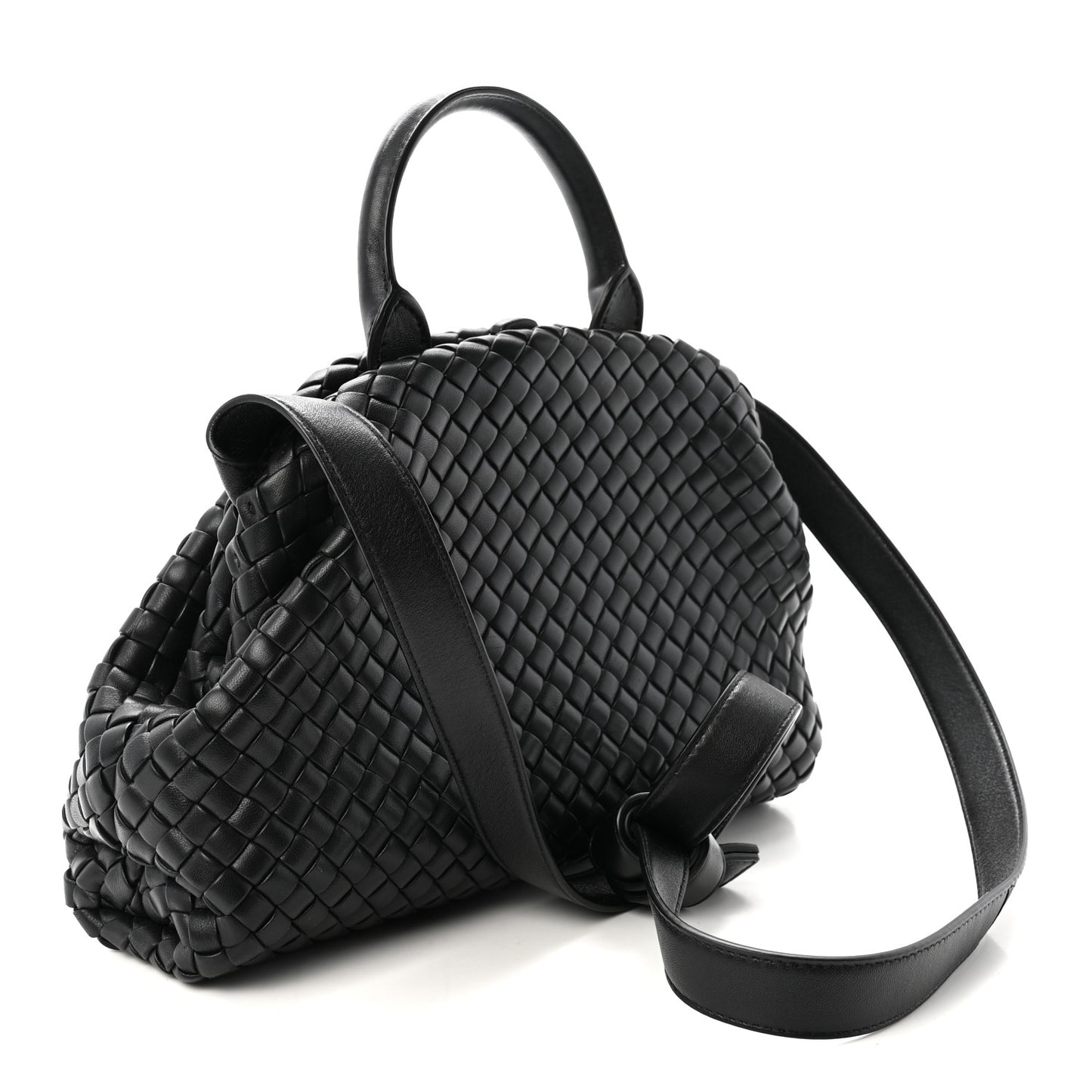Nappa Intrecciato Padded Small The Top Handle Tote Bag Black