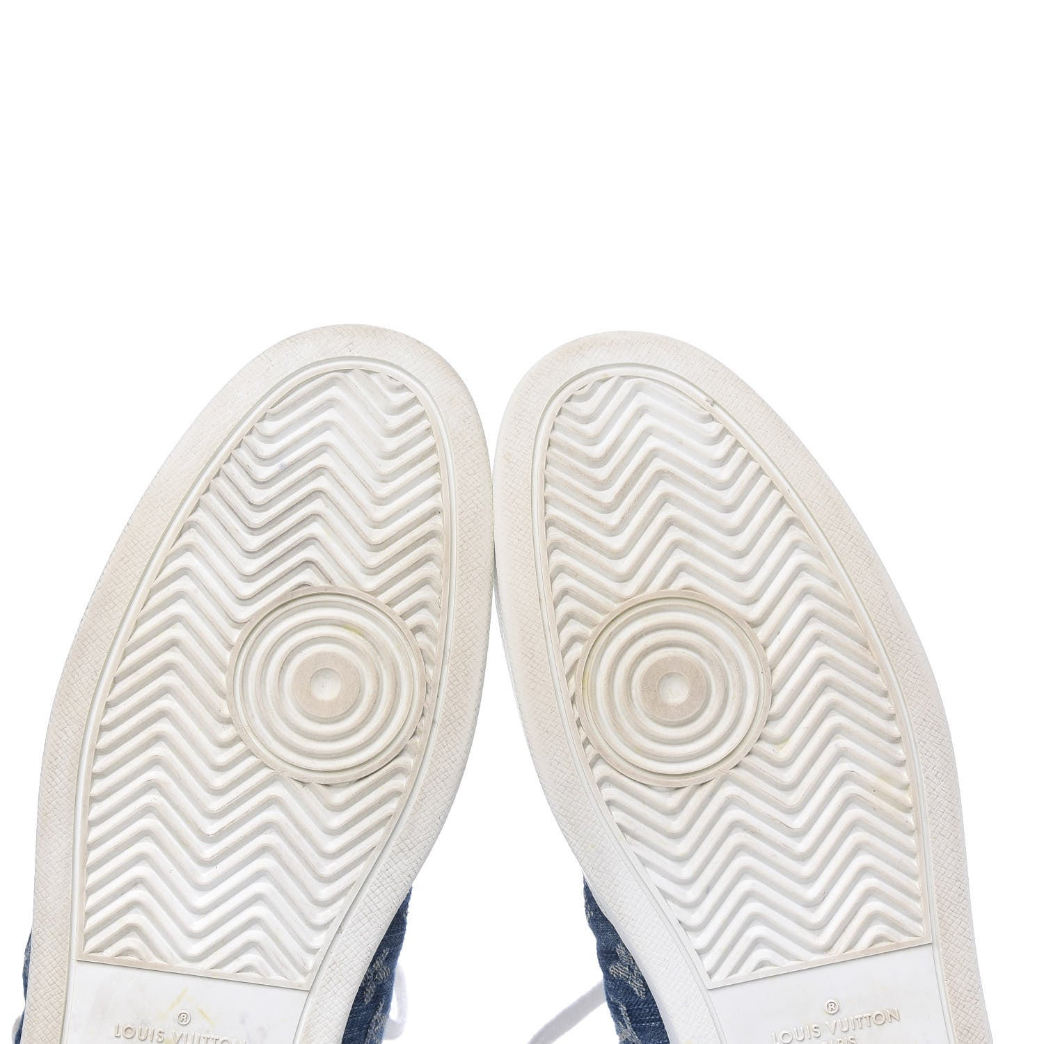 Louis Vuitton Calfskin Monogram Denim Rivoli High Top Sneakers 12 White 12 of 14