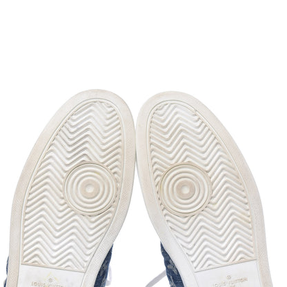 Louis Vuitton Calfskin Monogram Denim Rivoli High Top Sneakers 12 White 12 of 14