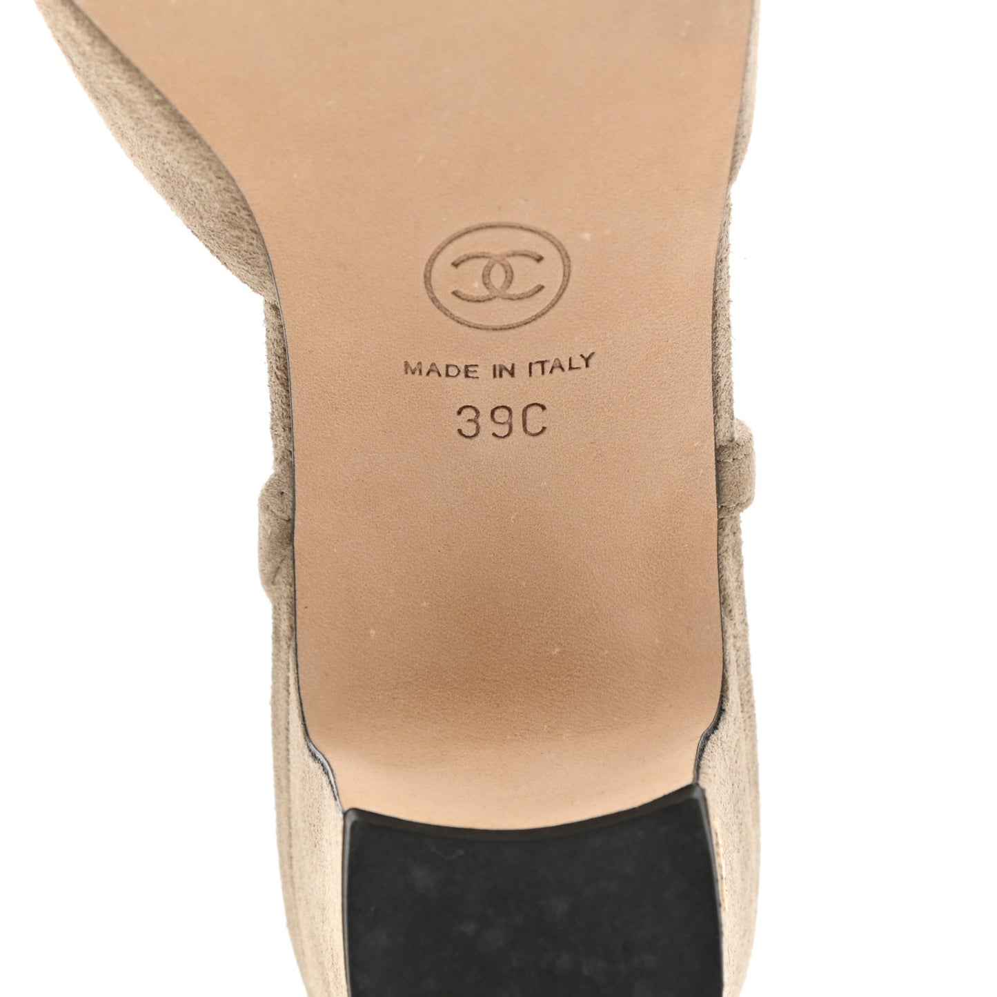 Kid Suede Grosgrain Cap Toe CC Slingback Sandals 39 Beige Black
