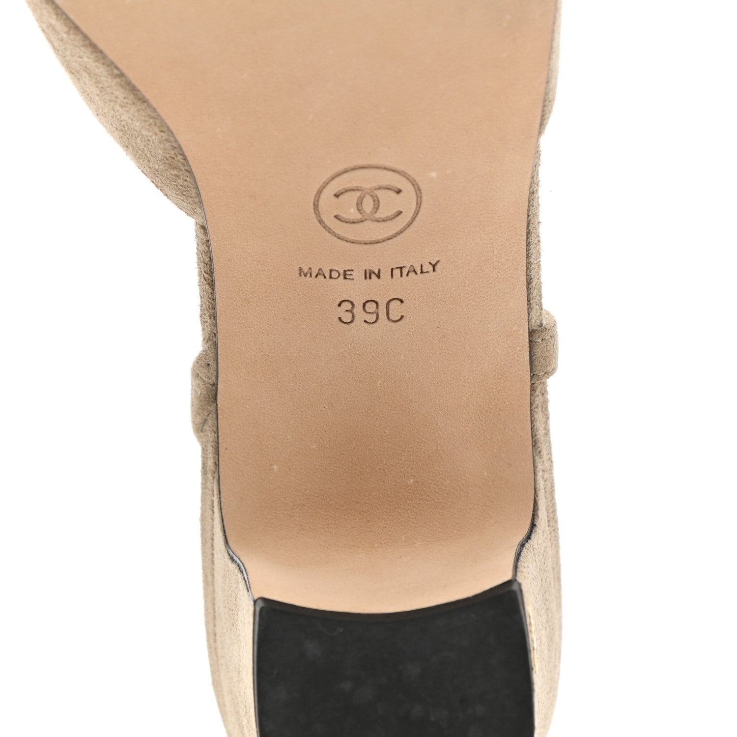 Chanel Kid Suede Grosgrain Cap Toe CC Slingback Sandals 39 Beige Black 6 of 9