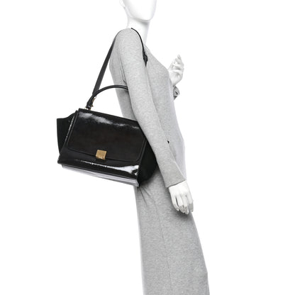 Celine Patent Suede Medium Trapeze Black 2 of 12