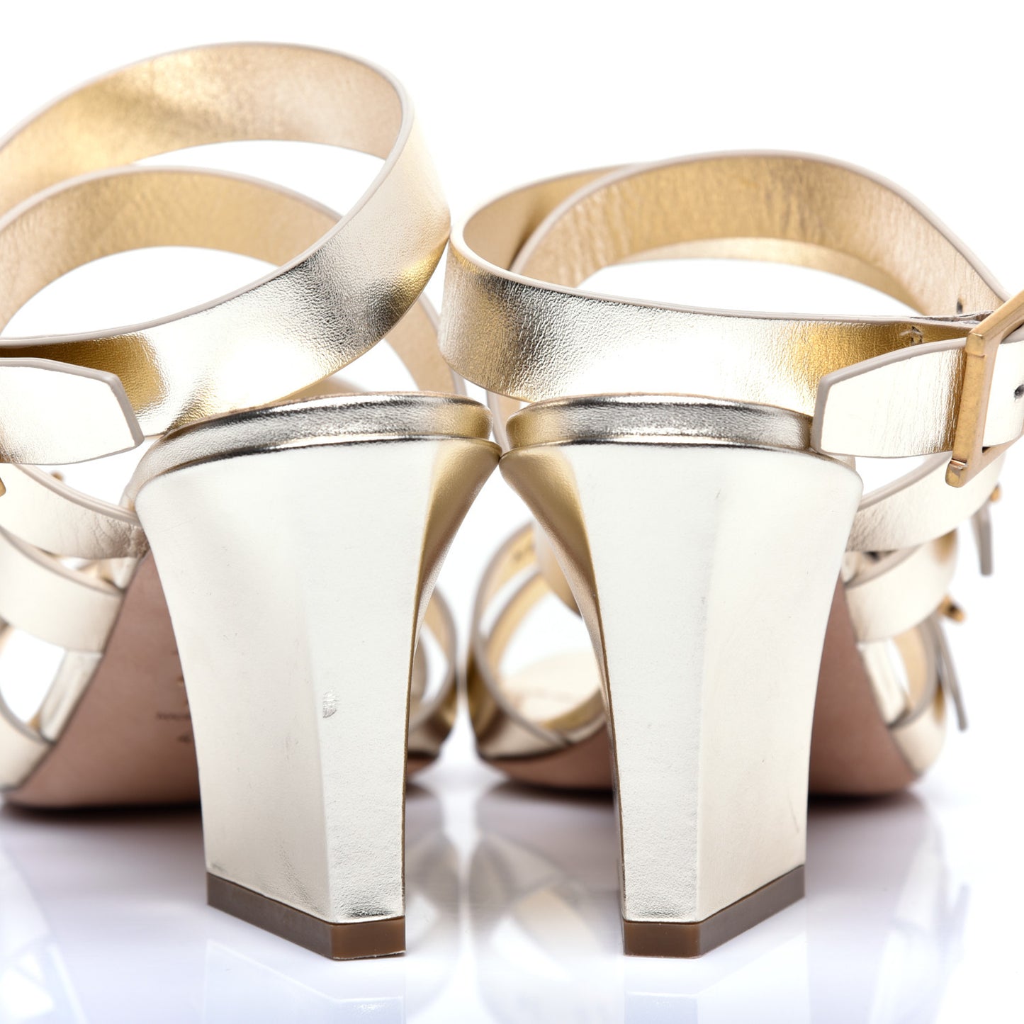 Laminated Calfskin Double D 70mm Sandals 40 Pale Gold