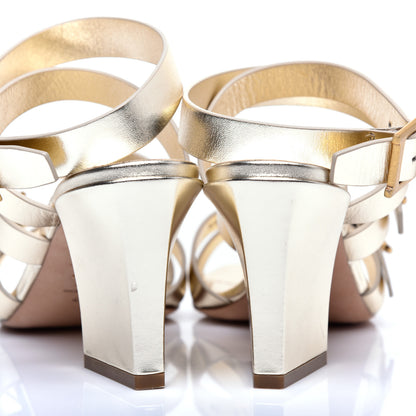 Christian Dior Laminated Calfskin Double D 70mm Sandals 40 Pale Gold 10 of 10