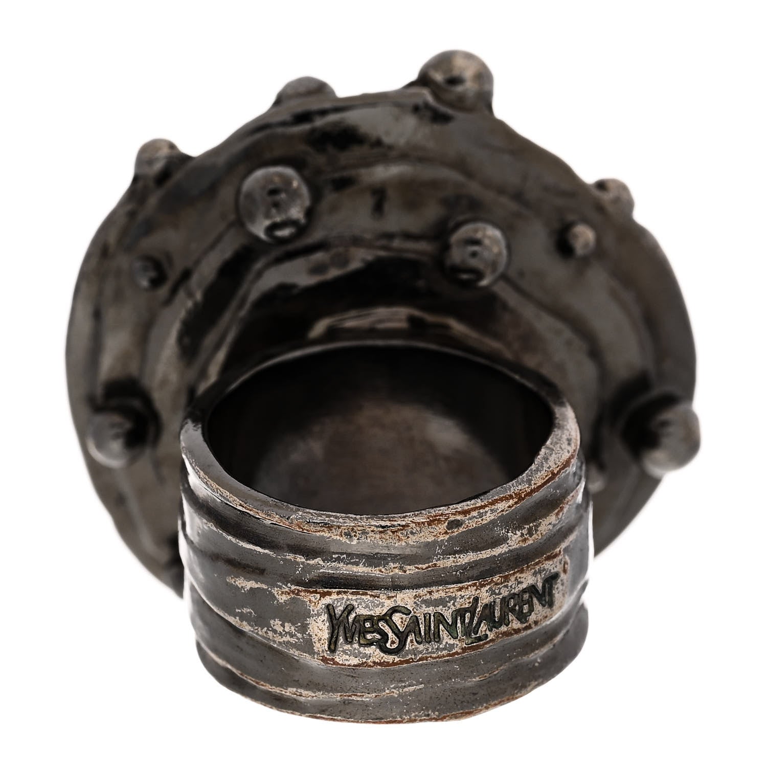 Saint Laurent Metal Ring 54 7 Gunmetal Black 3 of 5