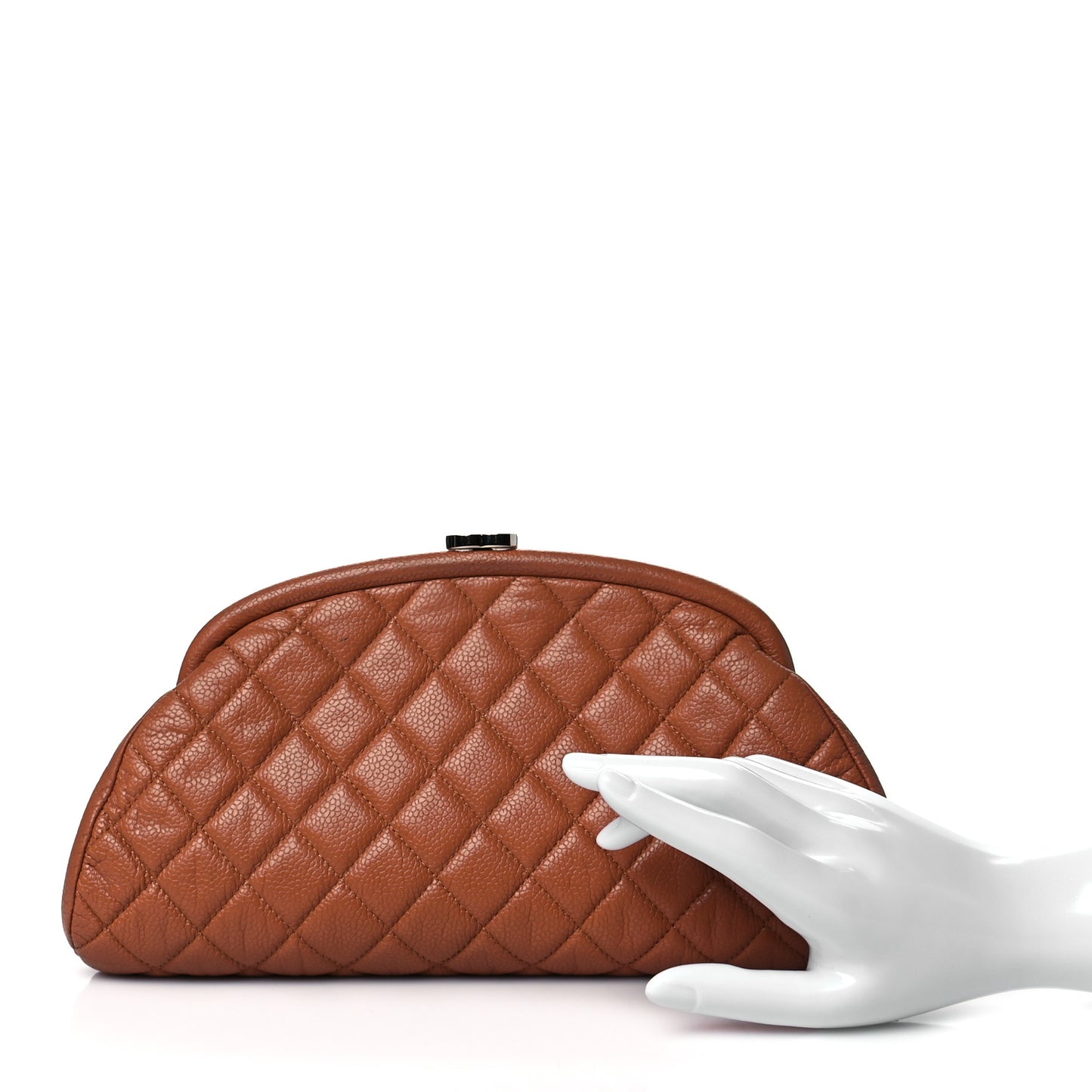 Caviar Quilted Timeless Clutch Light Brown