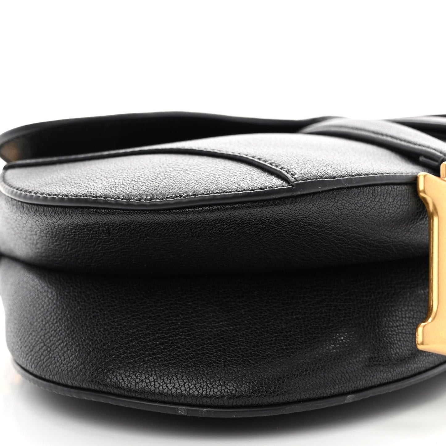 Shiny Goatskin Saddle Bag With Strap Black