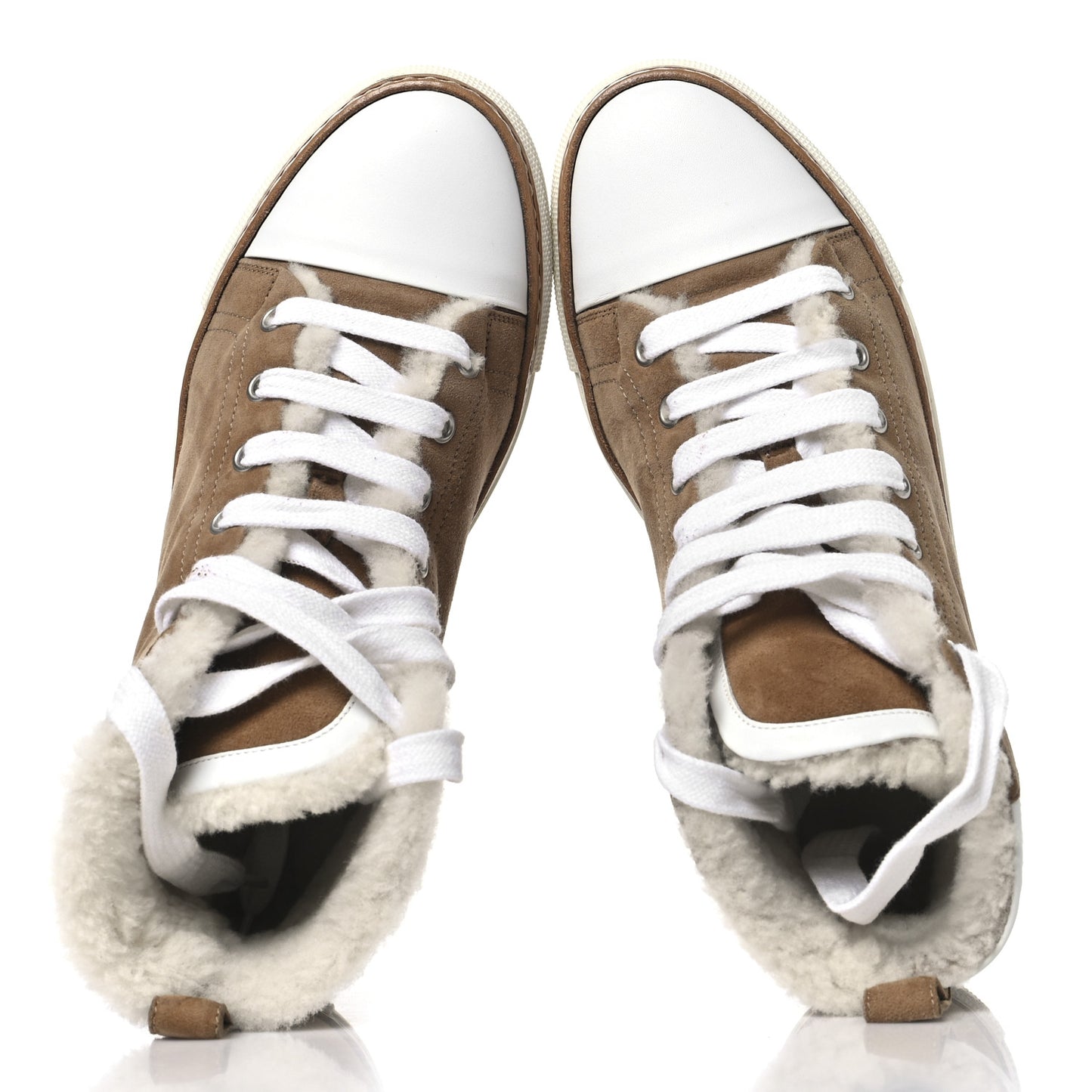 Suede Shearling Womens Jimmy High Top Sneakers 38 Camel