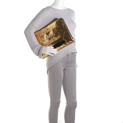 Chanel Metallic Lambskin Large Feministe Maize Feminine Pouch Clutch Gold 2 of 8