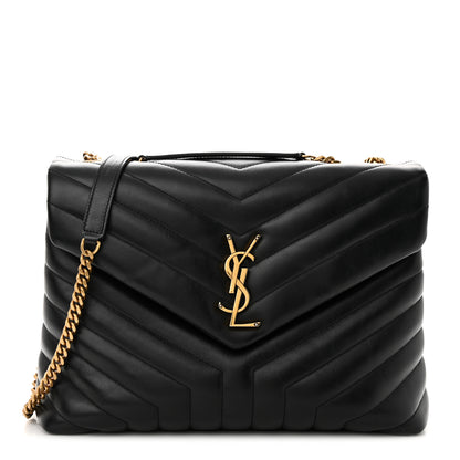 Saint Laurent Calfskin Y Quilted Monogram Medium Loulou Chain Satchel Black 1 of 14