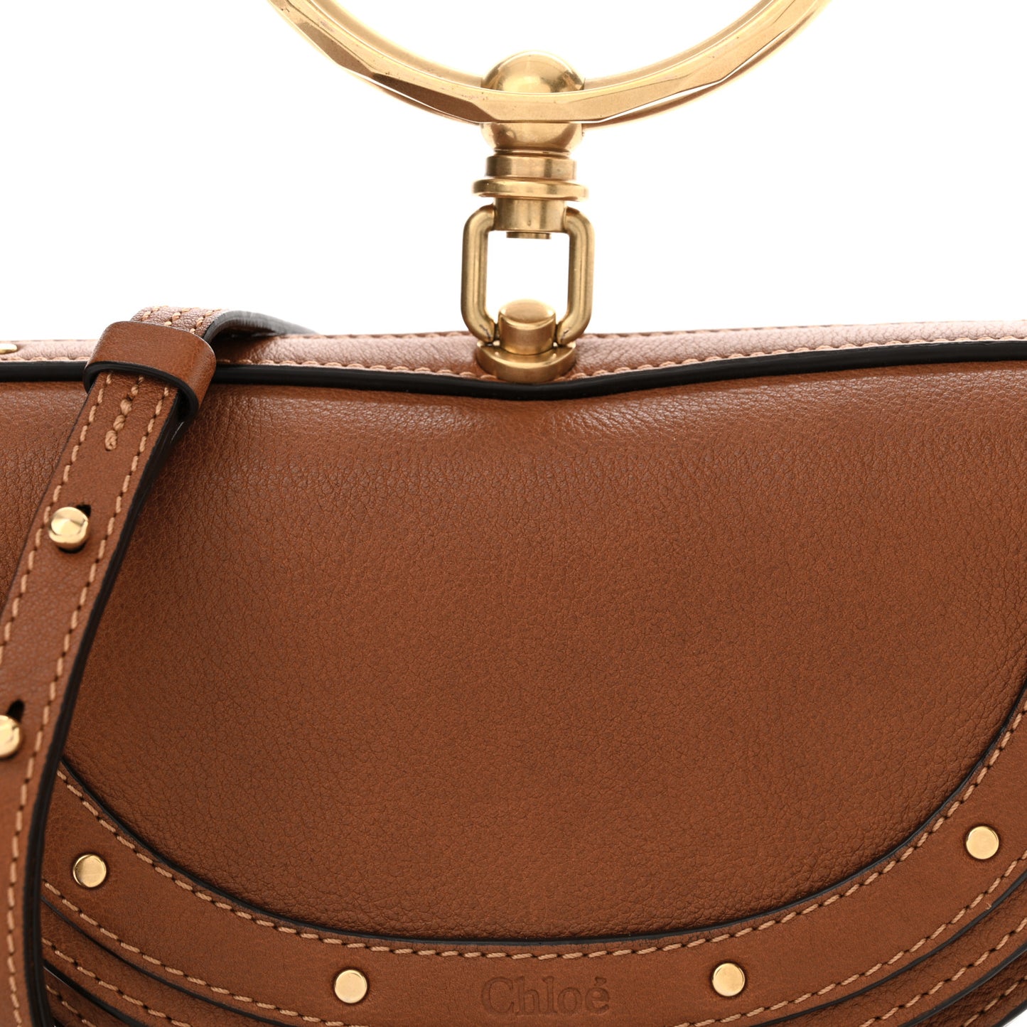 Calfskin Small Nile Bracelet Minaudiere Bag Caramel