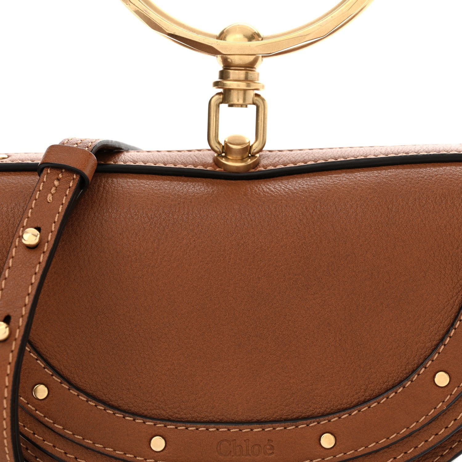 Chloe Calfskin Small Nile Bracelet Minaudiere Bag Caramel 7 of 12