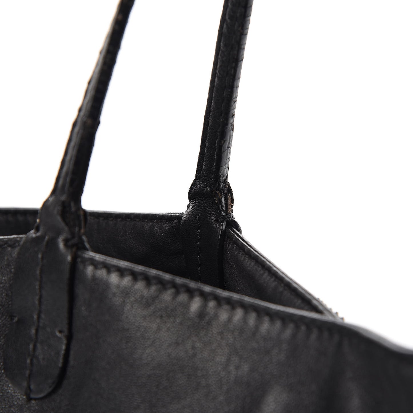 Nappa Studded Rosette Tote Black