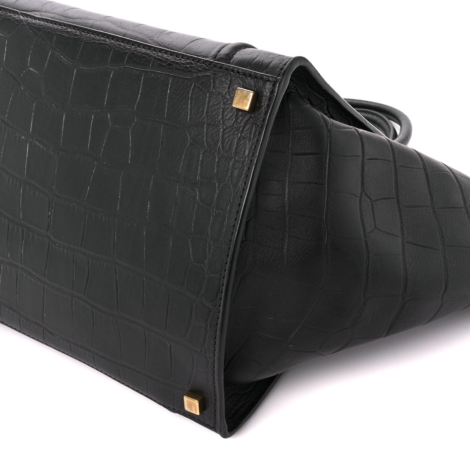 Celine Crocodile Embossed Calfskin Medium Phantom Luggage Black 10 of 10