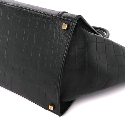 Celine Crocodile Embossed Calfskin Medium Phantom Luggage Black 10 of 10
