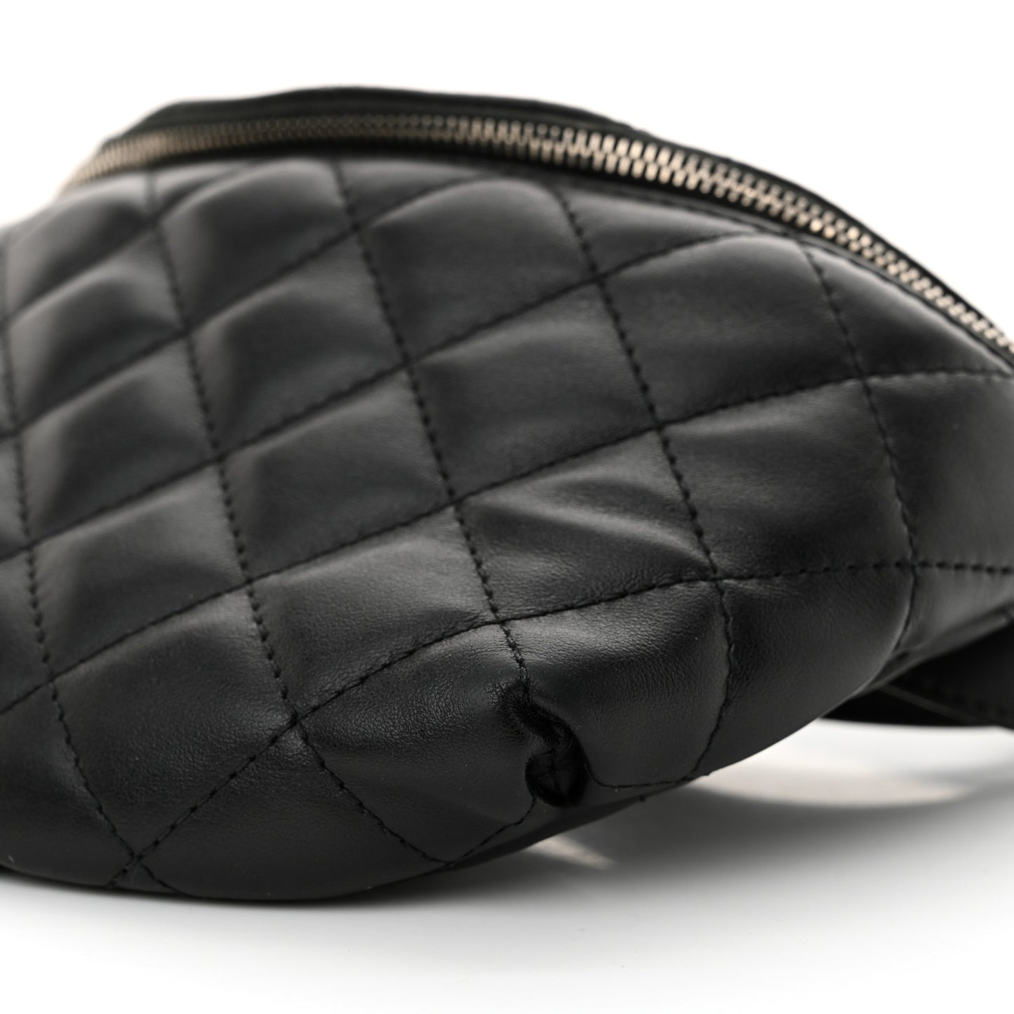 Calfskin Quilted Waist Belt Bag Black
