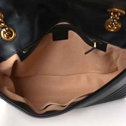 Gucci Calfskin Matelasse Medium GG Marmont Shoulder Bag Black 4 of 8
