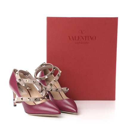 Valentino Garavani Nappa Rockstud Studwrap Strap Mid Heel Pumps 35 Camelia Poudre 10 of 10
