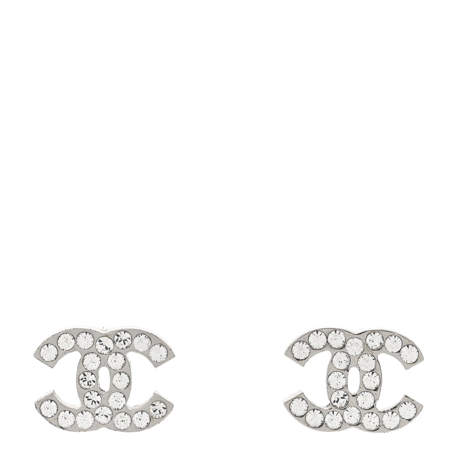 Chanel Crystal Mini Timeless CC Earrings Silver 1 of 4