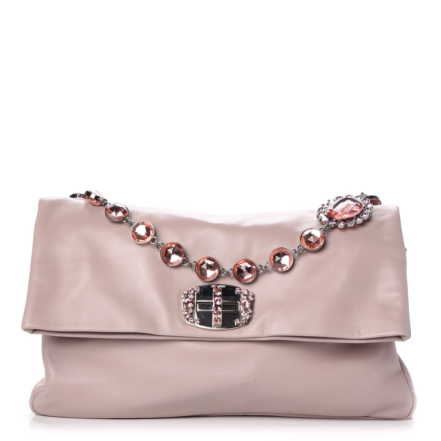 Nappa Crystal Flap Clutch Mughetto