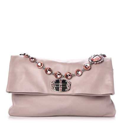 Miu Miu Nappa Crystal Flap Clutch Mughetto 1 of 10