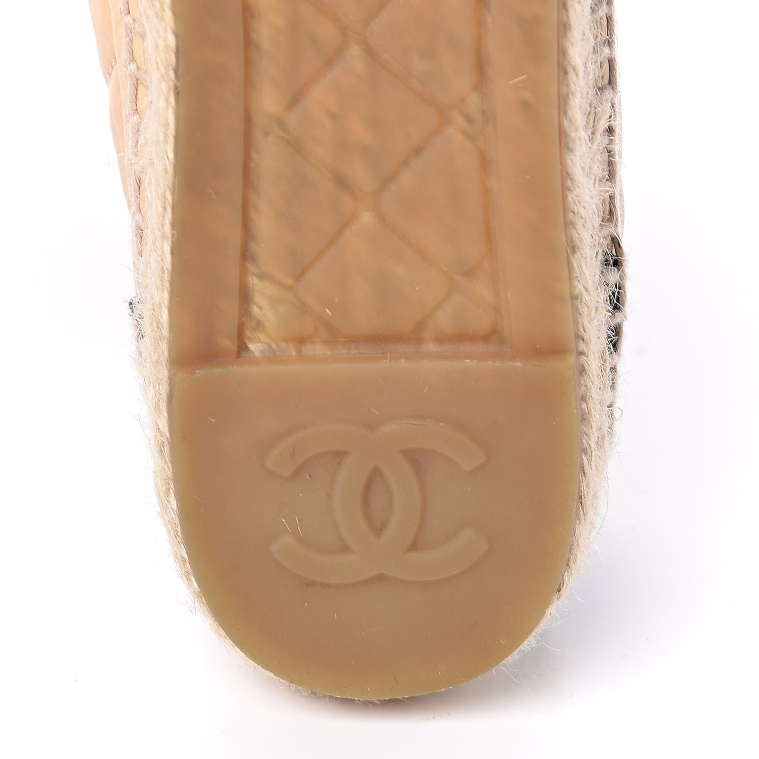 Chanel Lambskin Grosgrain Quilted CC Chain Espadrilles 35 Beige Black 8 of 11