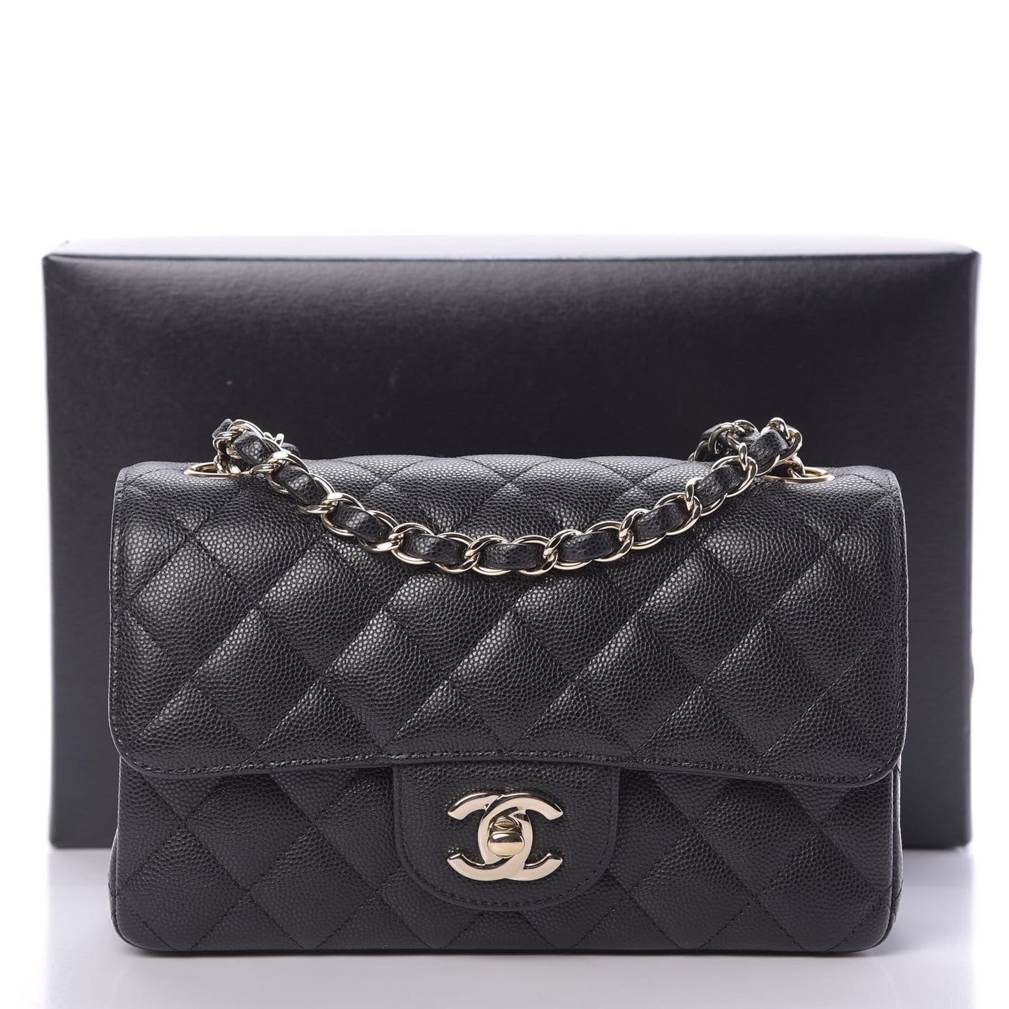 Caviar Quilted Mini Rectangular Flap Black