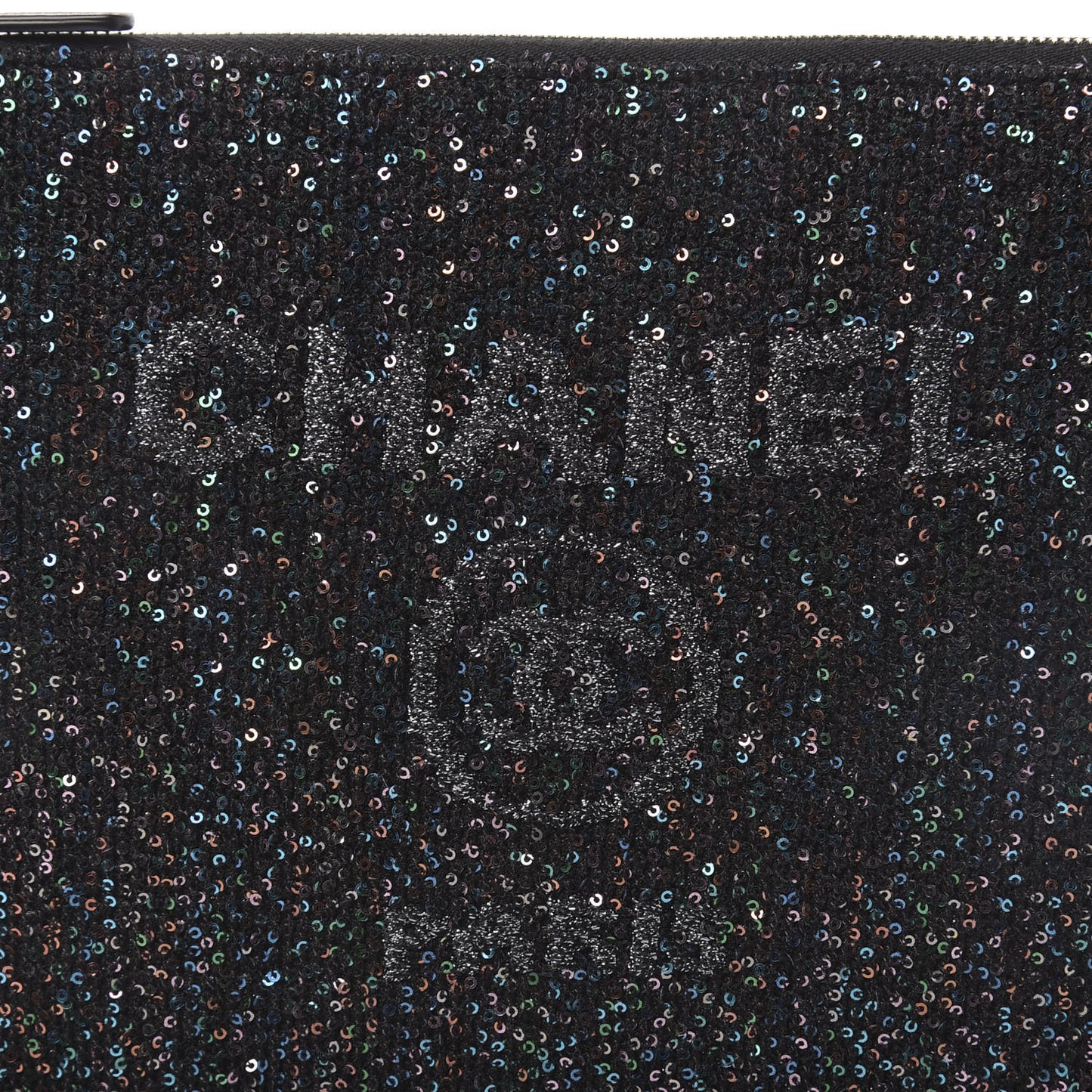 Canvas Sequin Medium Deauville Cosmetic Pouch Black