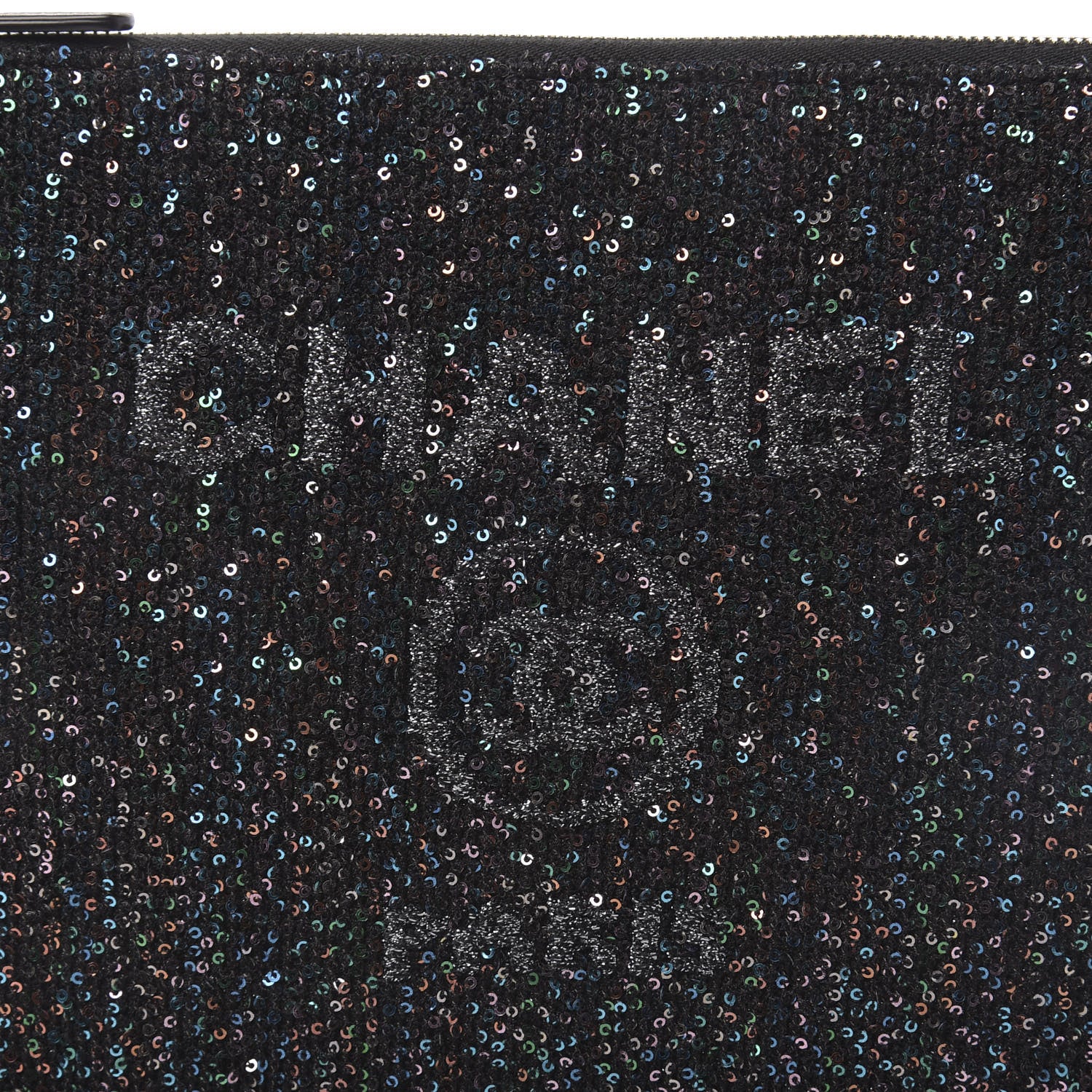 Chanel Canvas Sequin Medium Deauville Cosmetic Pouch Black 10 of 11