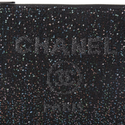 Chanel Canvas Sequin Medium Deauville Cosmetic Pouch Black 10 of 11
