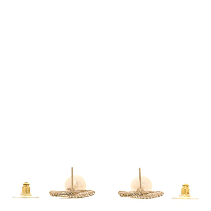 Chanel Crystal Pearl CC Drop Earrings Gold 3 of 5