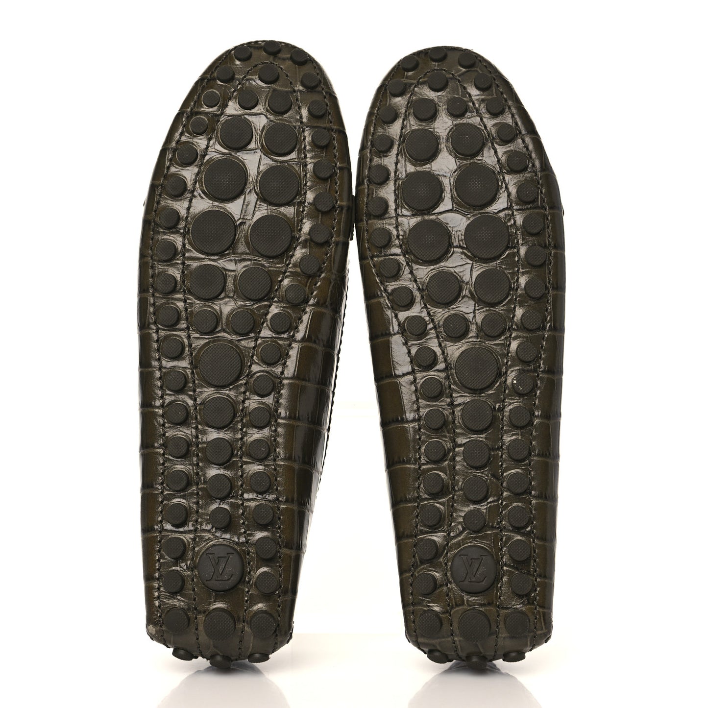 Calfskin Crocodile Embossed Dauphine Loafers 39 Green