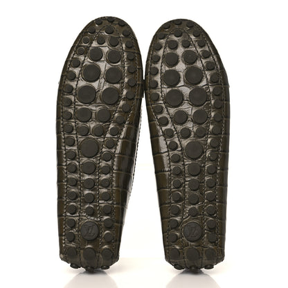 Louis Vuitton Calfskin Crocodile Embossed Dauphine Loafers 39 Green 4 of 6