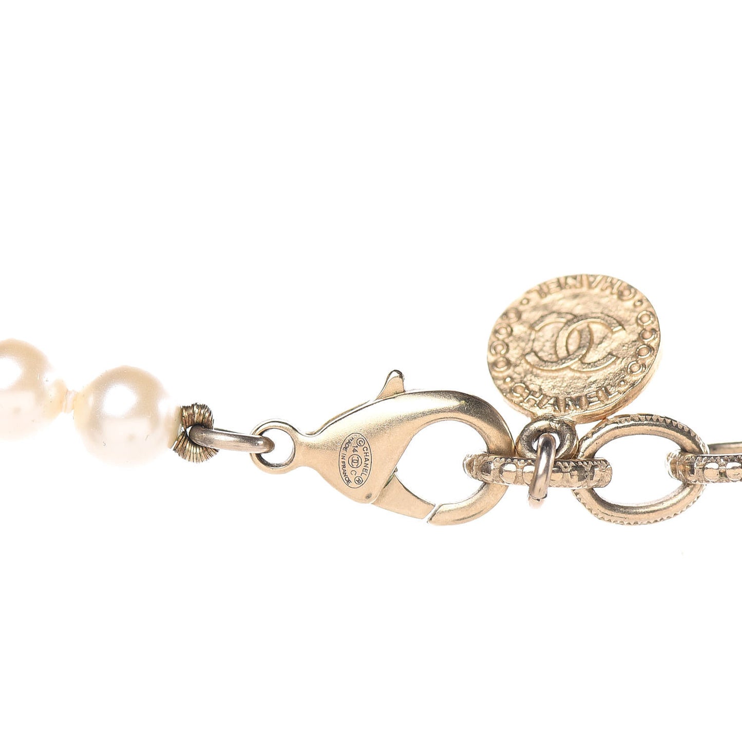 Pearl CC 100th Anniversary Necklace Light Gold