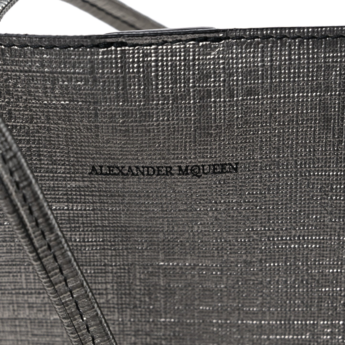 Metallic Saffiano Shopper Tote Silver