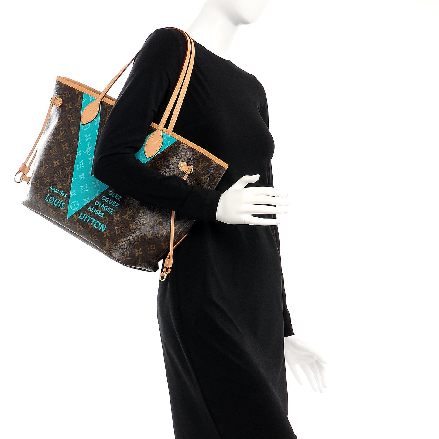 Monogram V Neverfull MM Turquoise