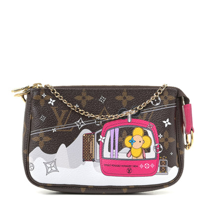 Louis Vuitton Monogram 2019 Christmas Animation Mini Courchevel Pochette Accessories Fuchsia 1 of 4