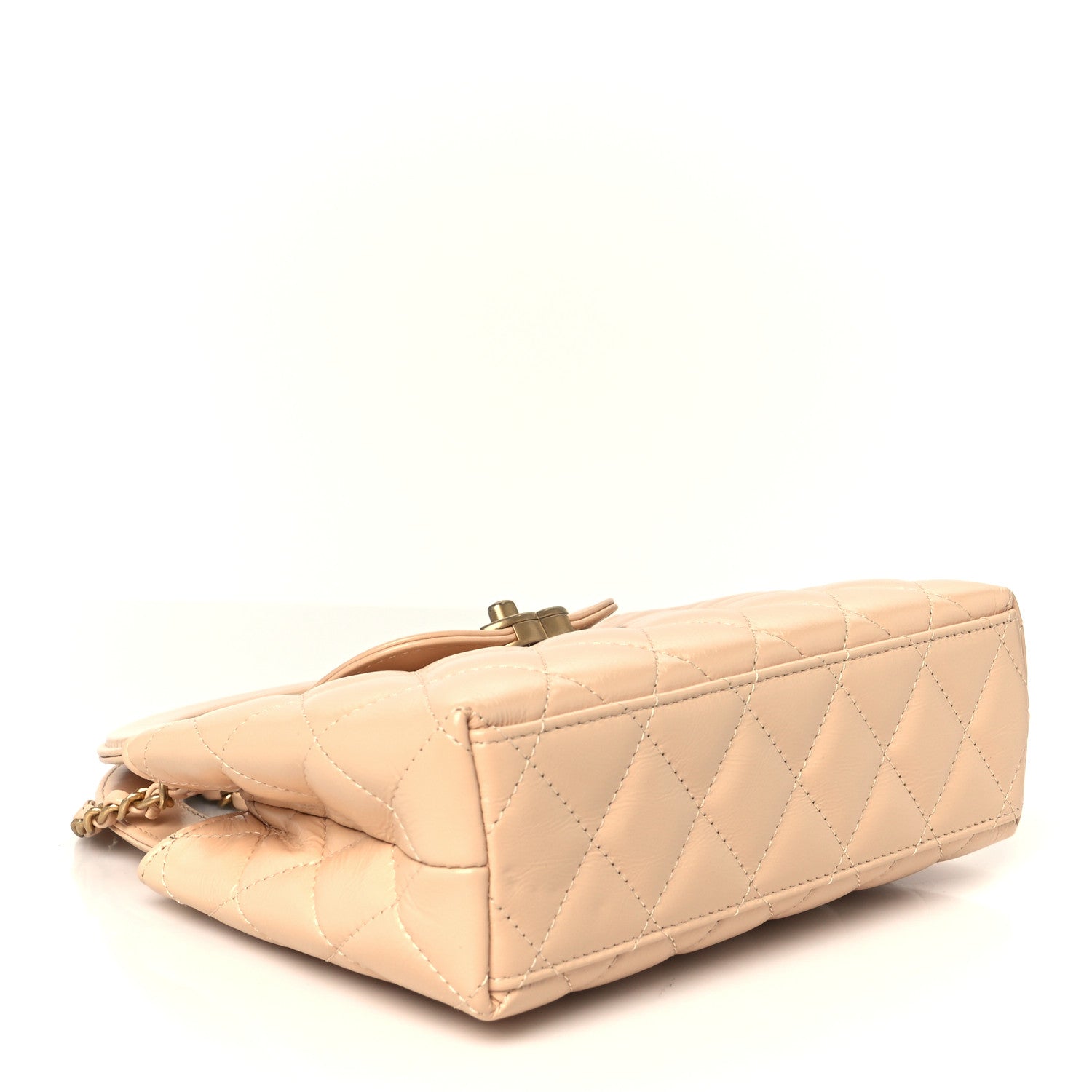 Chanel Shiny Aged Calfskin Quilted Nano Kelly Shopper Beige 4 of 11