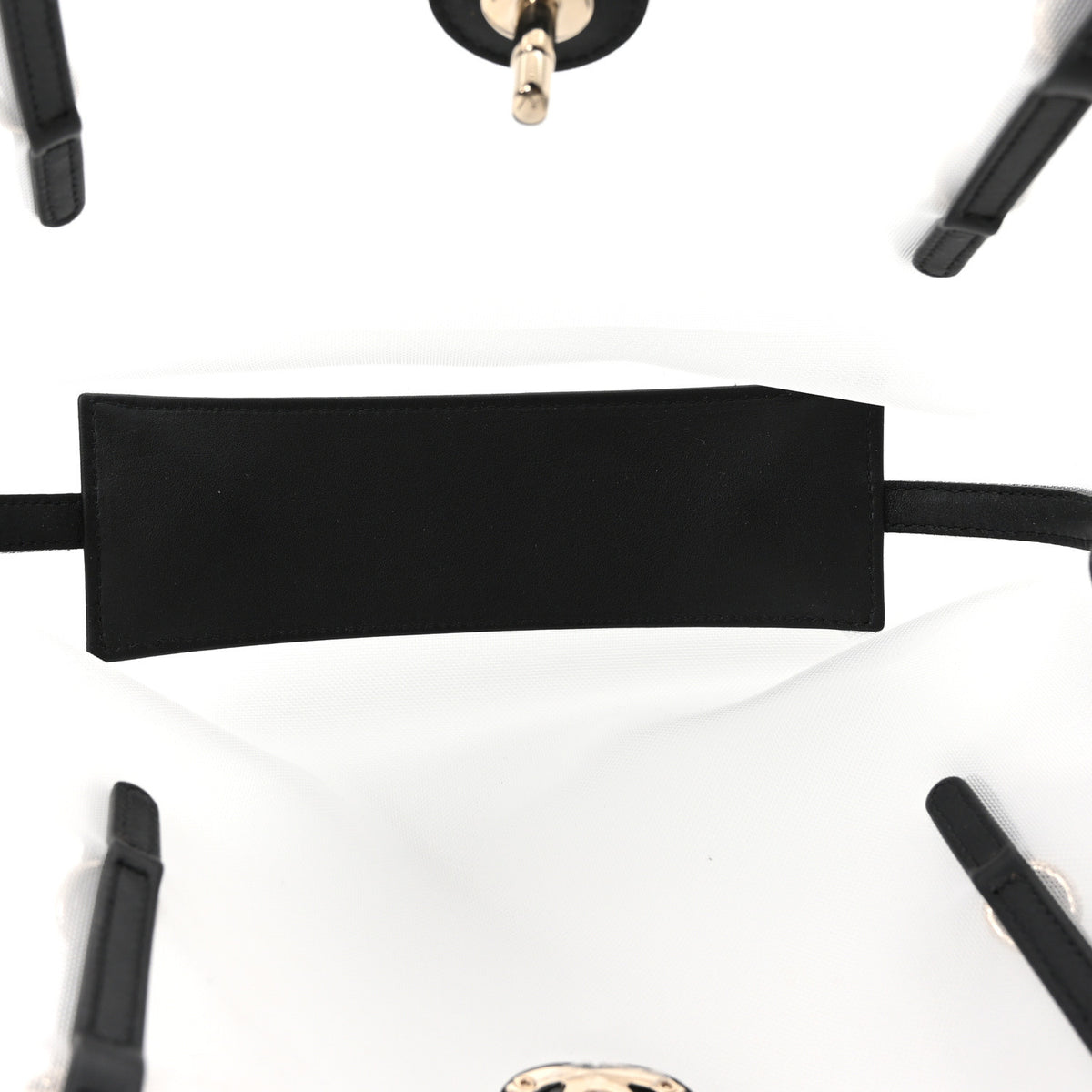 Mesh Calfskin Small Shopping Bag Transparent Black
