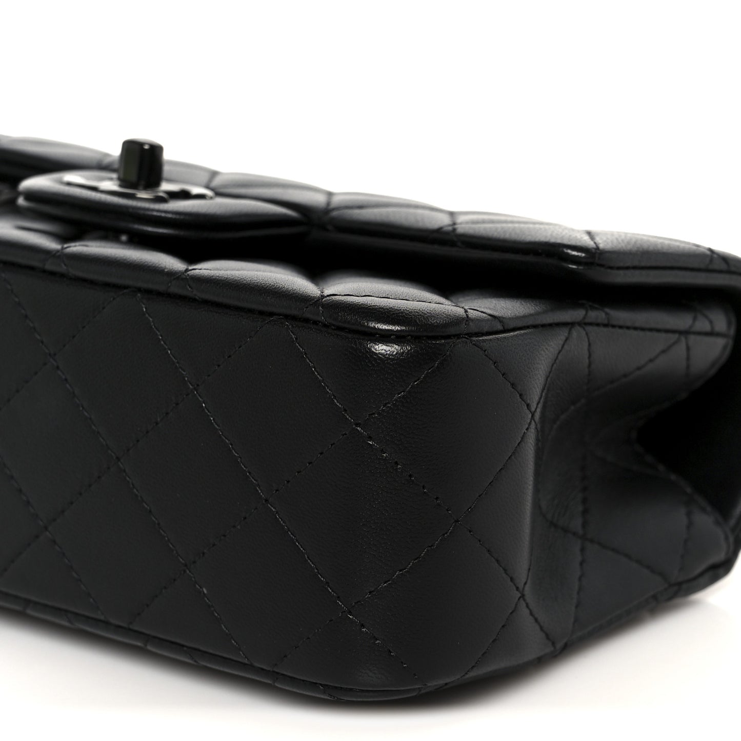 Lambskin Quilted Mini Top Handle Rectangular Flap So Black