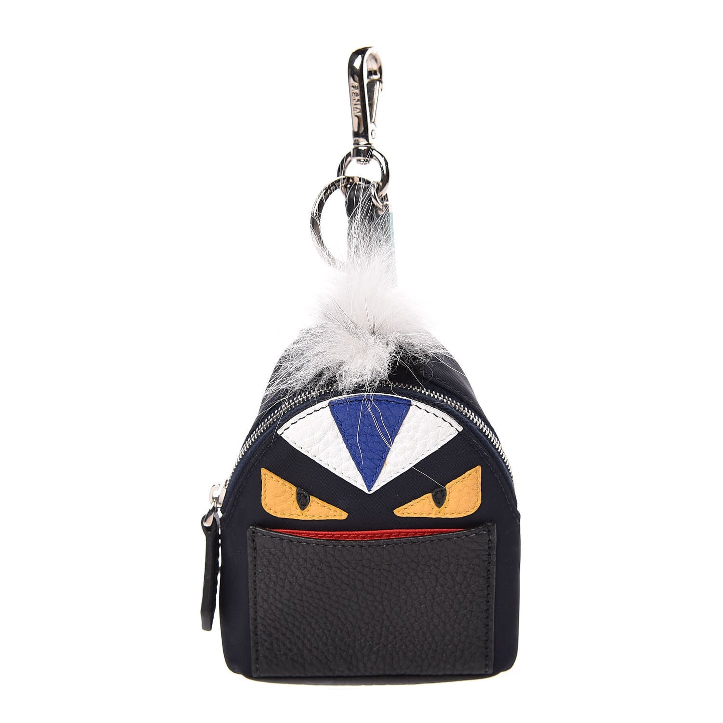 Nylon Cuoio Romano Nutria Fox Fur Monster Eyes Mini Backpack Charm Blue Black Multicolor
