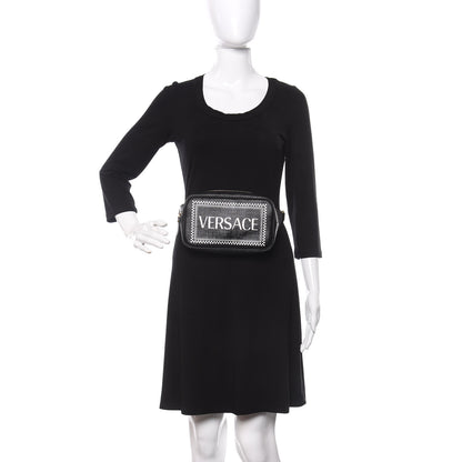 Versace Grained Calfskin 90's Logo Belt Bag Black 2 of 9