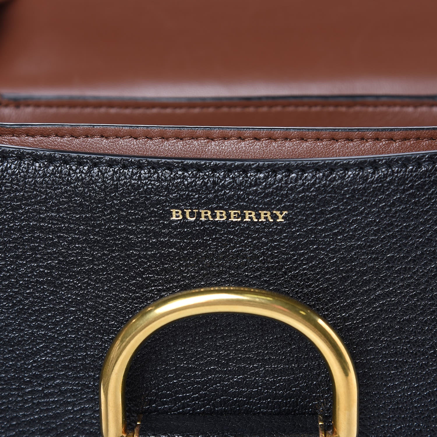 Burberry Goatskin Cotton Canvas Vintage Check Small D-Ring Bag Black Antique Yellow 6 of 11