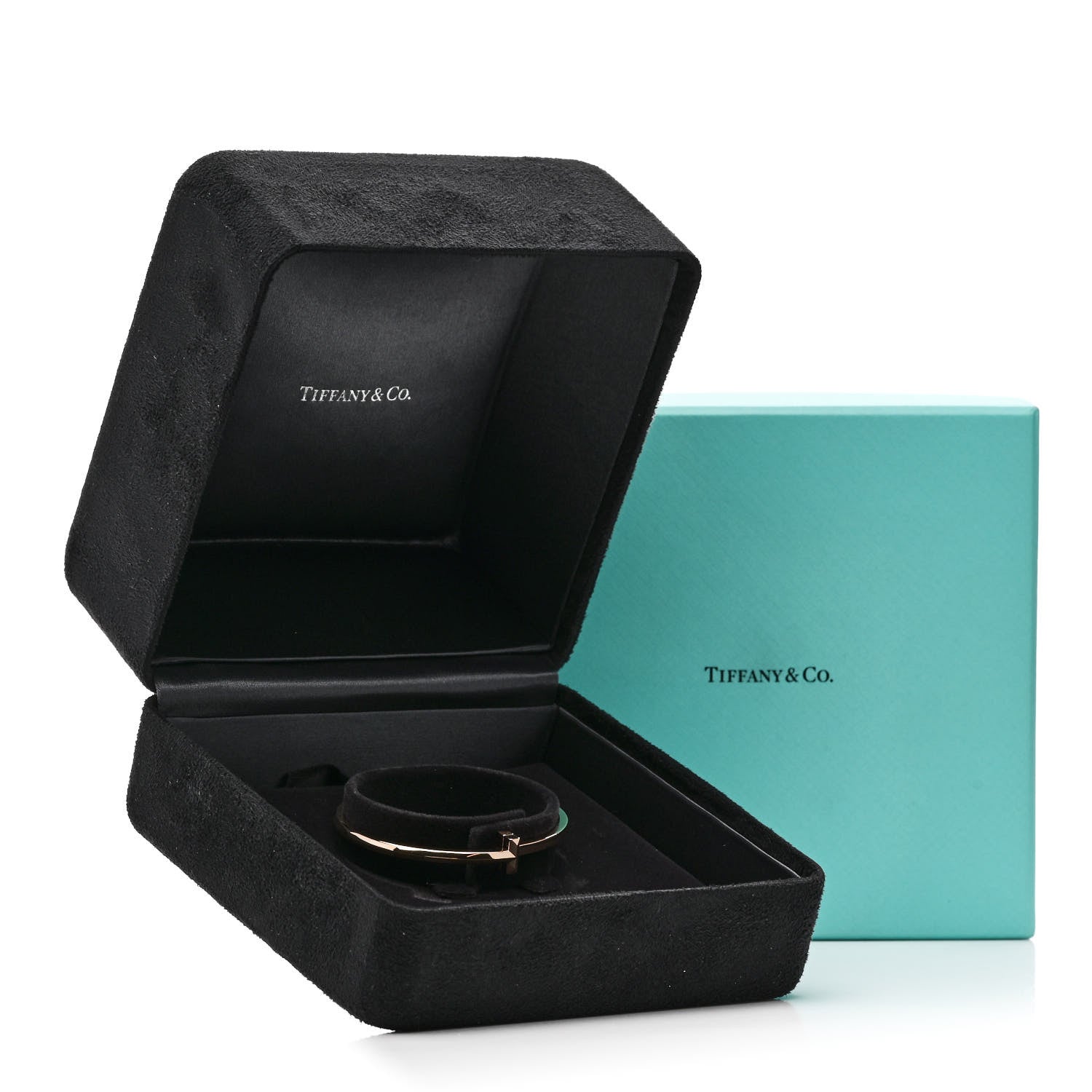Tiffany 18K Rose Gold Narrow T T1 Hinged Bangle Bracelet 4 of 4