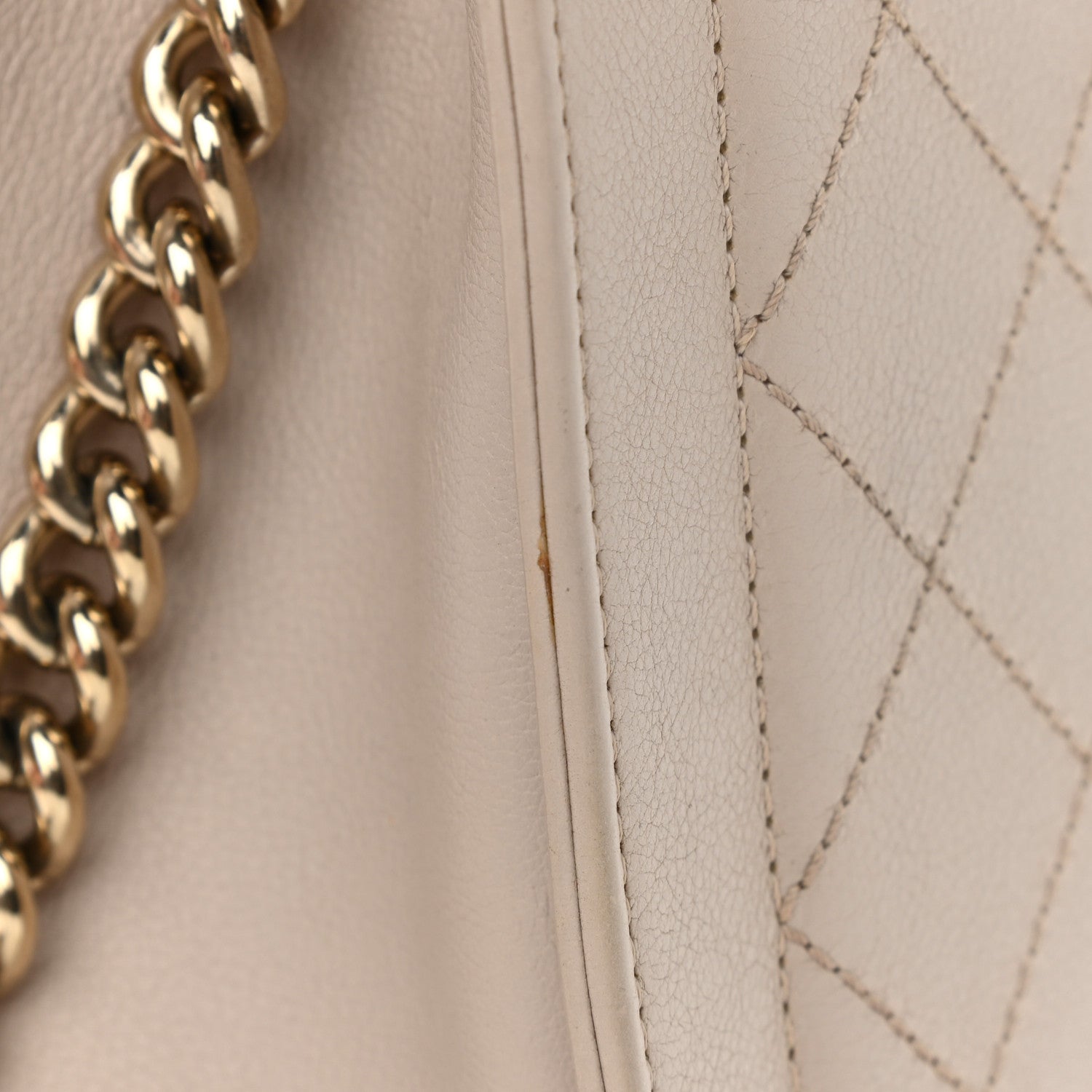 Chanel Grained Calfskin Stitched Small Label Click Shopper Tote Light Beige 12 of 12