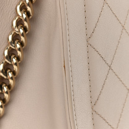 Chanel Grained Calfskin Stitched Small Label Click Shopper Tote Light Beige 12 of 12