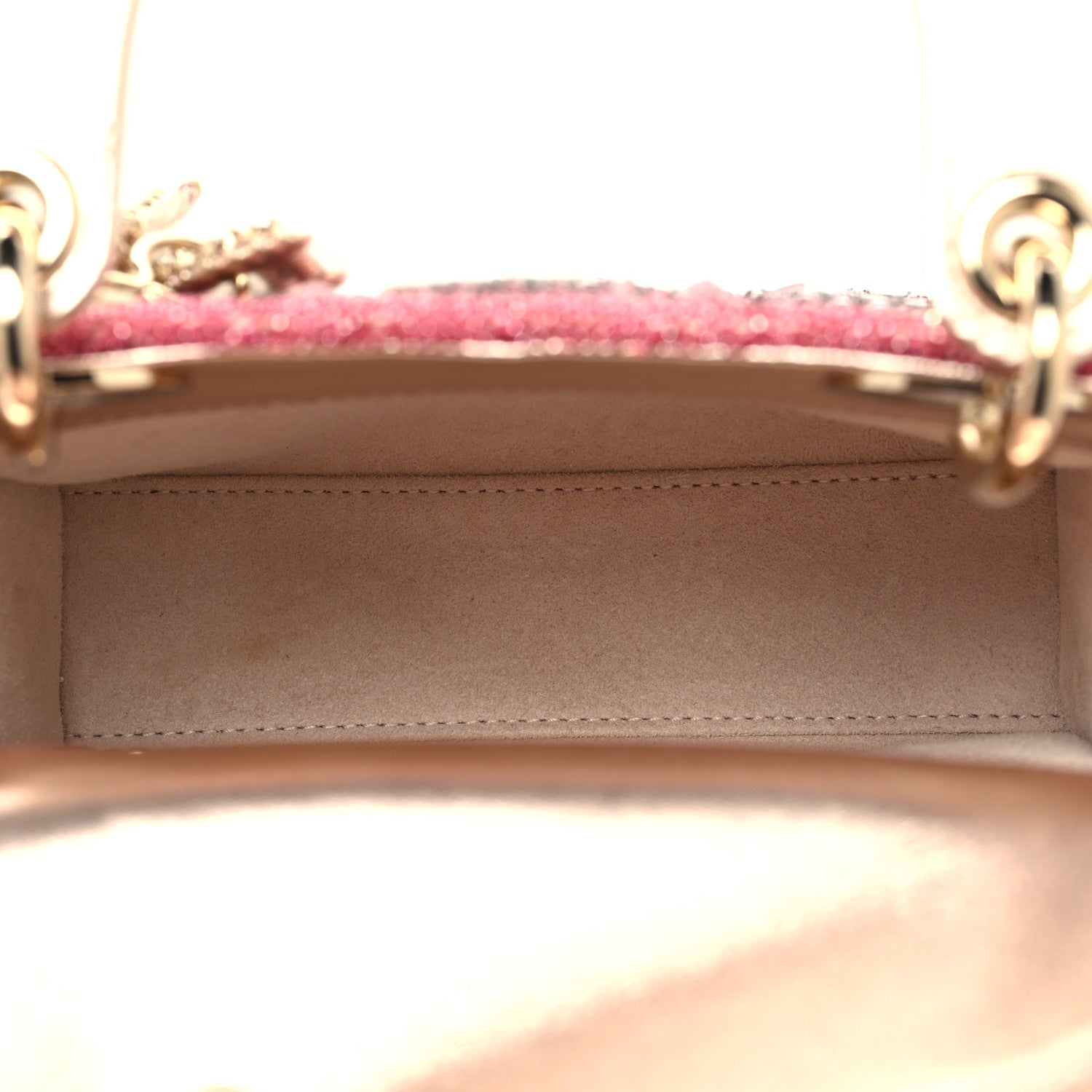Christian Dior Metallic Calfskin Satin Celestial Bead Embroidery Cannage Mini Lady Dior Rose Des Vents 5 of 13
