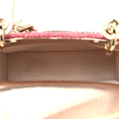 Christian Dior Metallic Calfskin Satin Celestial Bead Embroidery Cannage Mini Lady Dior Rose Des Vents 5 of 13