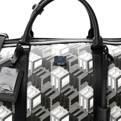 MCM Cubic Monogram Large Traveler Weekender Bag Black White 8 of 16